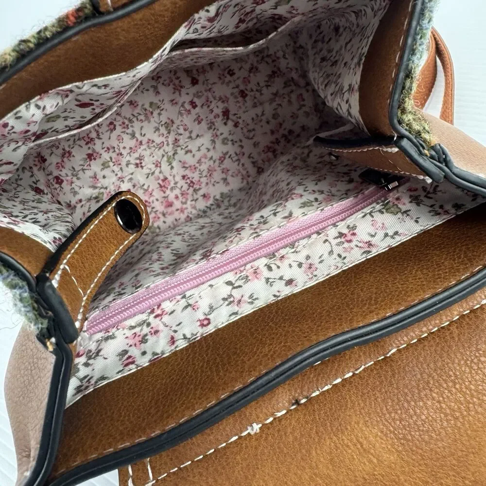 Islander Jura Mini Backpack Harris Tweed Tartan Vegan Leather Scotland NWOT